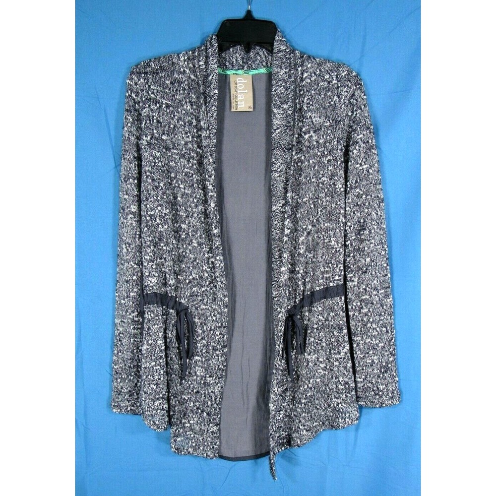 Anthropologie DOLAN LEFT COAST Cardigan GRAY/WHITE Sweater Knit OPEN FRONT sz XS